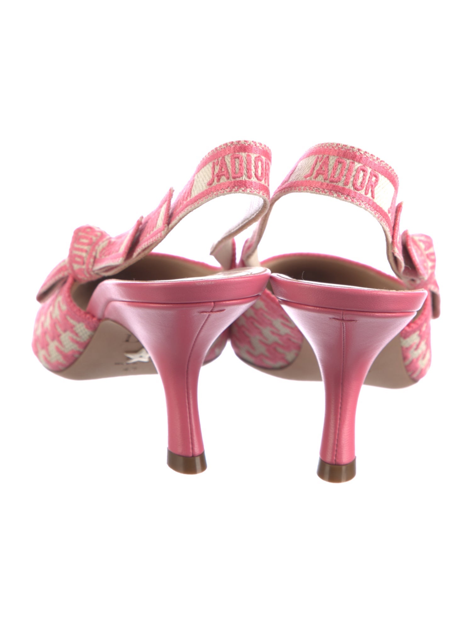 Christian Dior Canvas Houndstooth Print Slingback Pumps